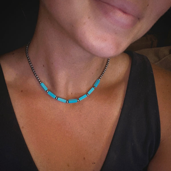 Turquoise Bar Choker Necklace